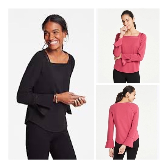 Ann TAYLOR Ladder Trim Square Neck Top - Raspberry - Picture 10 of 10